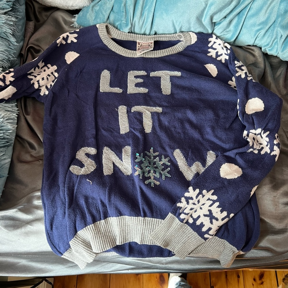 Girls “Let It Snow” Christmas Sweater